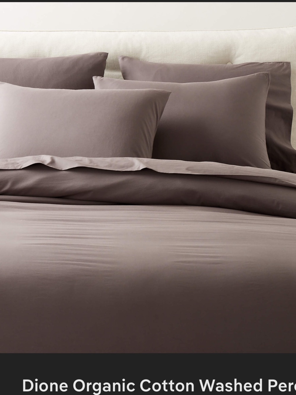 NWT CB2 Dione Organic Cotton Washed Sheet Set - Chatcoal